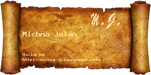 Michna Jolán névjegykártya